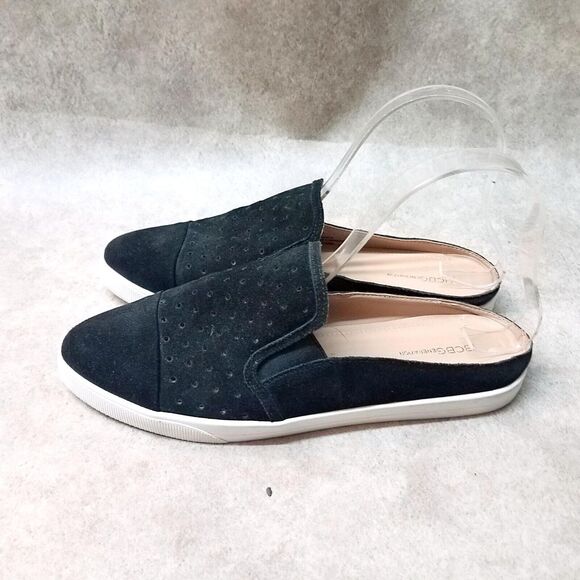 BCBGeneration Womens Yerra Size 8.5 Black Leather Slip On Perforated Loafer Mu - Picture 4 of 10